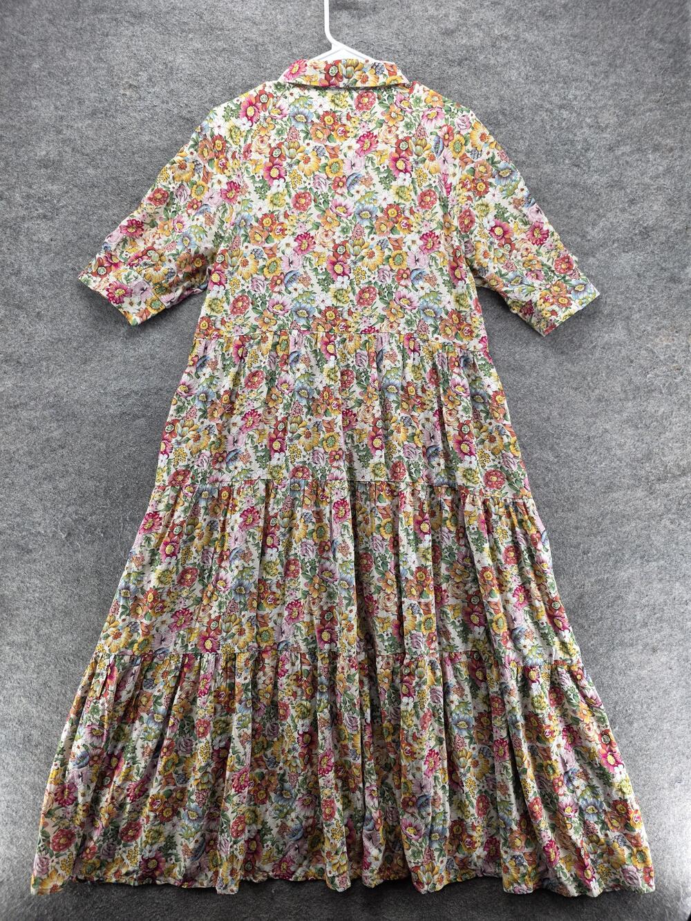 Natural Life Dress Womens M Multicolor Maxi Shirt Collared Floral Boho Rayon - Picture 6 of 6